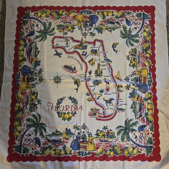 Vintage Florida Souvenir Tablecloth